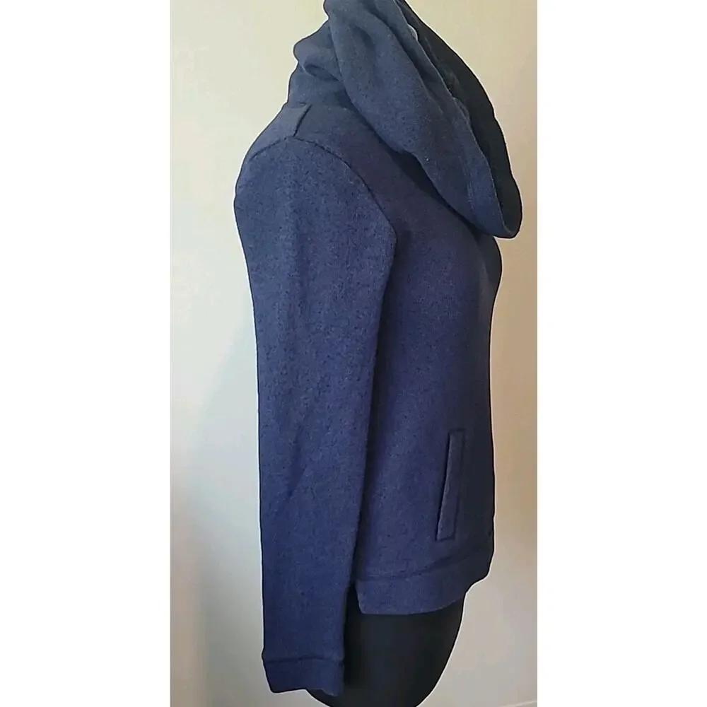 J.Crew Cowl Funnel Neck Sweater Womens Size XS Blue Wool Blend Pockets J Crew